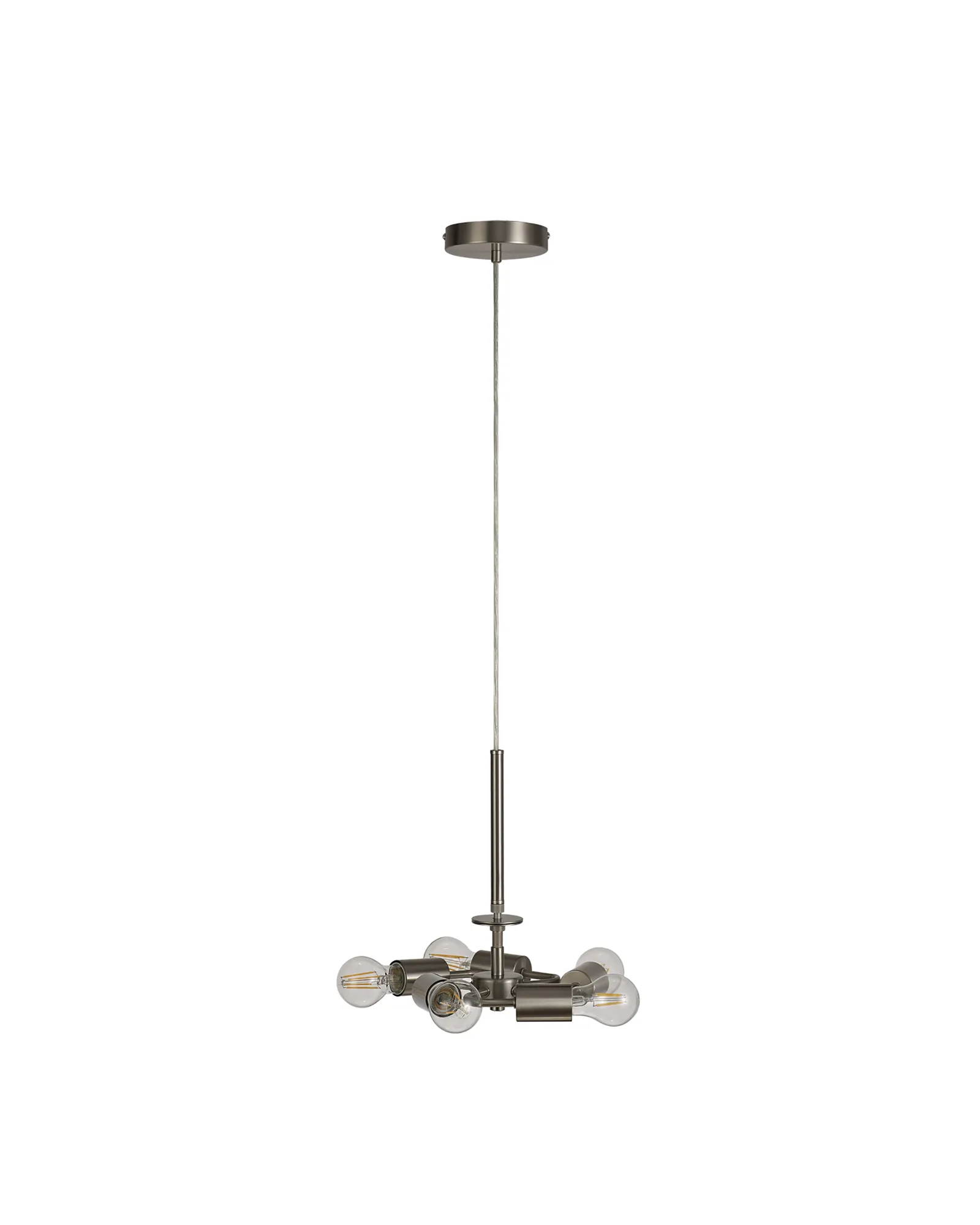 Baymont 45cm 5 Light Pendant Satin Nickel, Grey DK0762  Deco Baymont SN GR